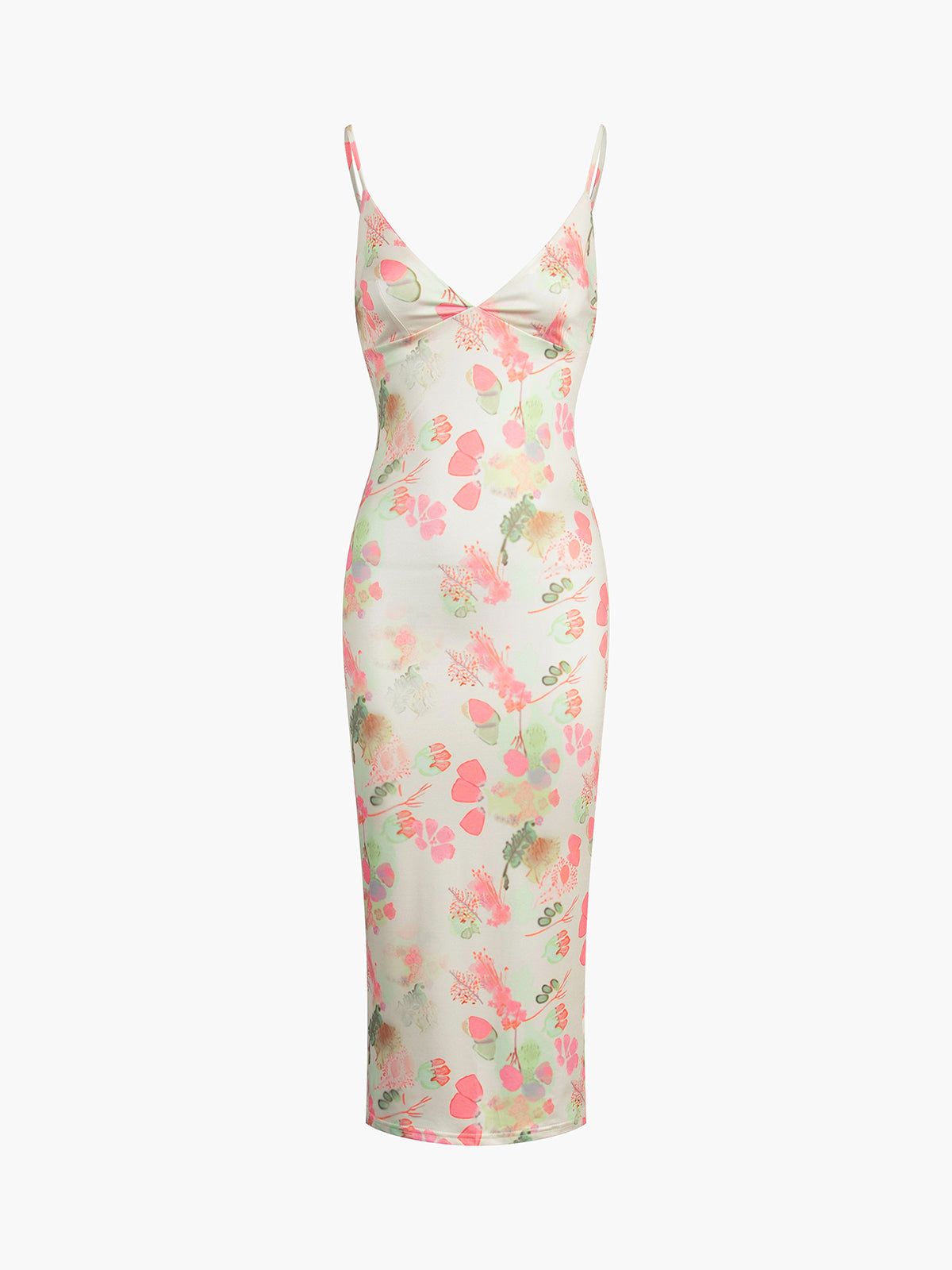 Cherry Blossom Floral Slit Midi Dress sold by COMMENSE