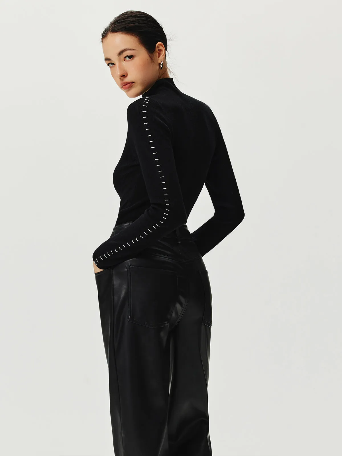 Contrast Trim Pullover Sweater sold by COMMENSE product image thumbnail 4