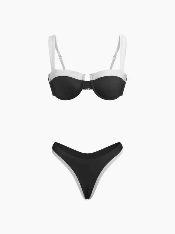Contrast Underwire Bikini Set sold by COMMENSE