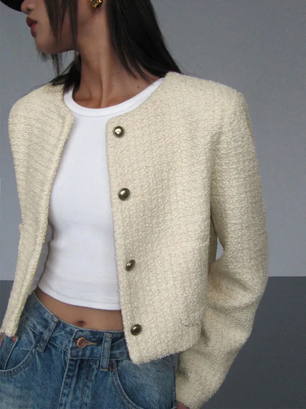 Old Money Tweed Pocket Button Jacket sold by COMMENSE