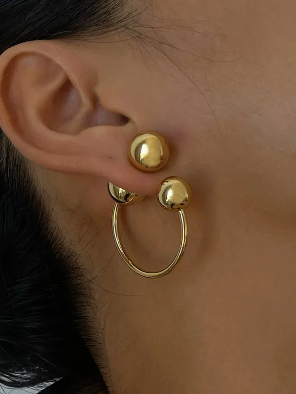 Golden Ball Stud Hoop Earrings sold by COMMENSE