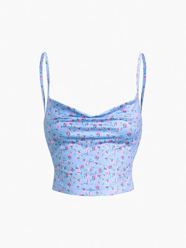 Rose Garden Cowl Neck Crop Cami Top sold by COMMENSE