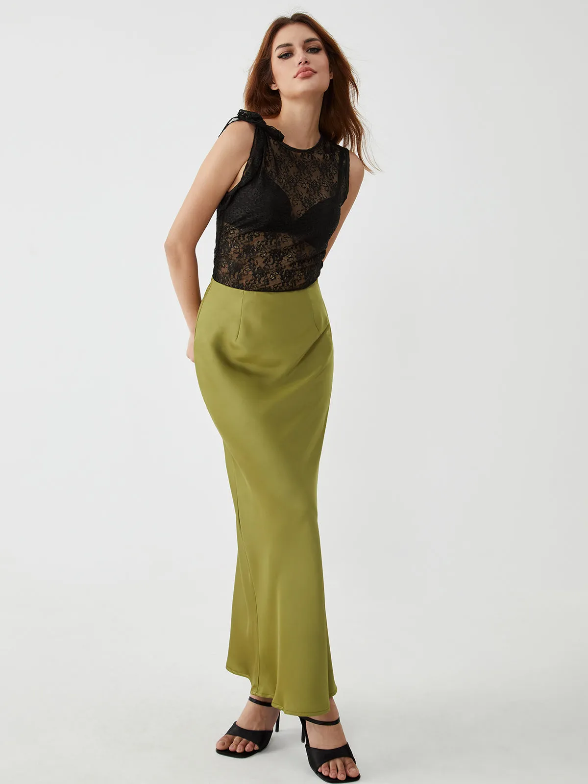 Sheer Knot-Front Lace Tank Top sold by COMMENSE product image thumbnail 2