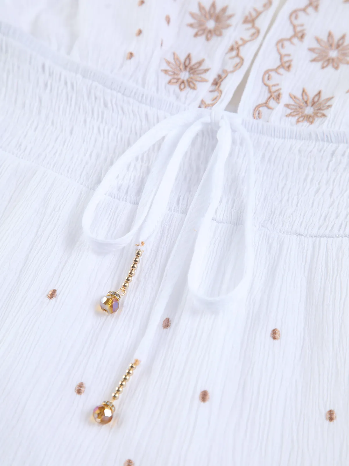 Embroidery Knotted Halter Long Dress sold by COMMENSE product image thumbnail 3