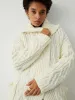 Cable Knit Hooded Longline Cardigan sold by COMMENSE