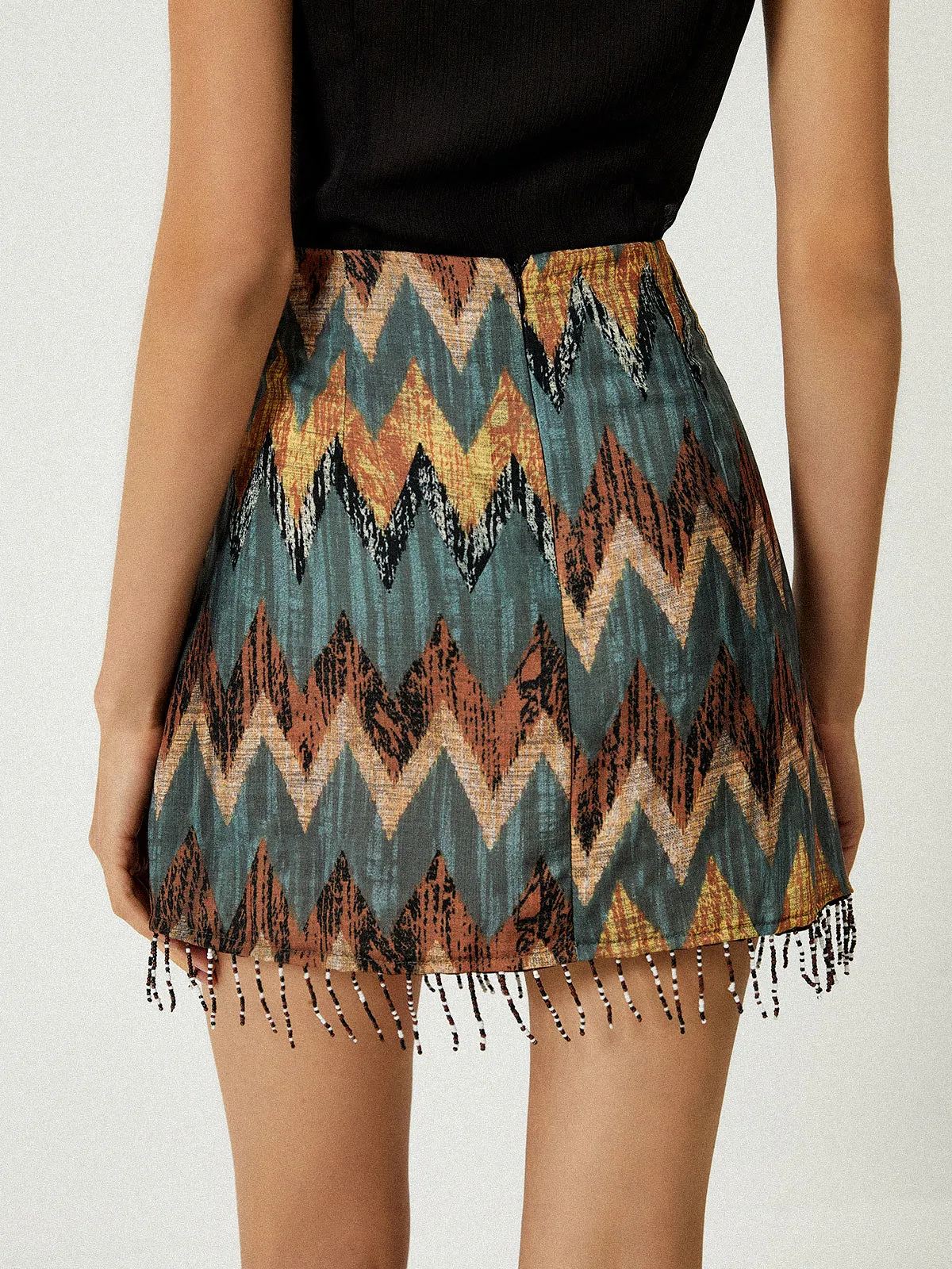 Print Tassel Hem Knotted Mini Skirt sold by COMMENSE product image thumbnail 4