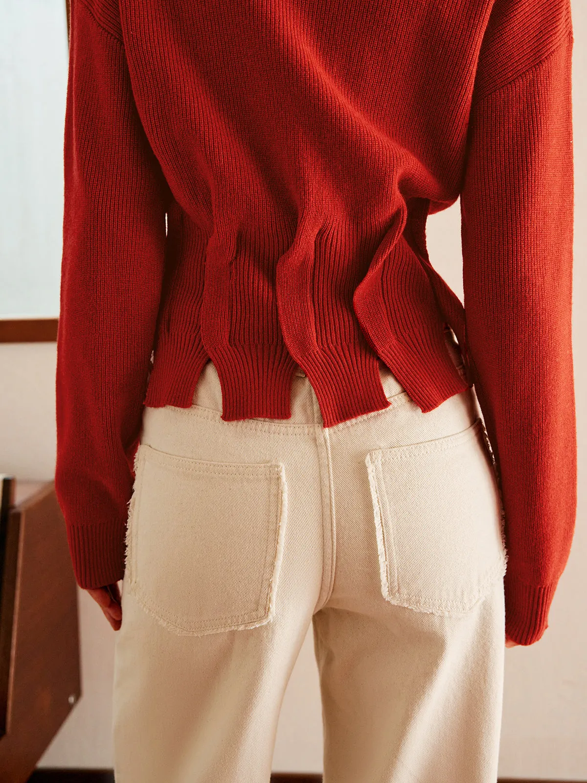 Wool-Blend Pleated Design Sweater sold by COMMENSE product image thumbnail 4