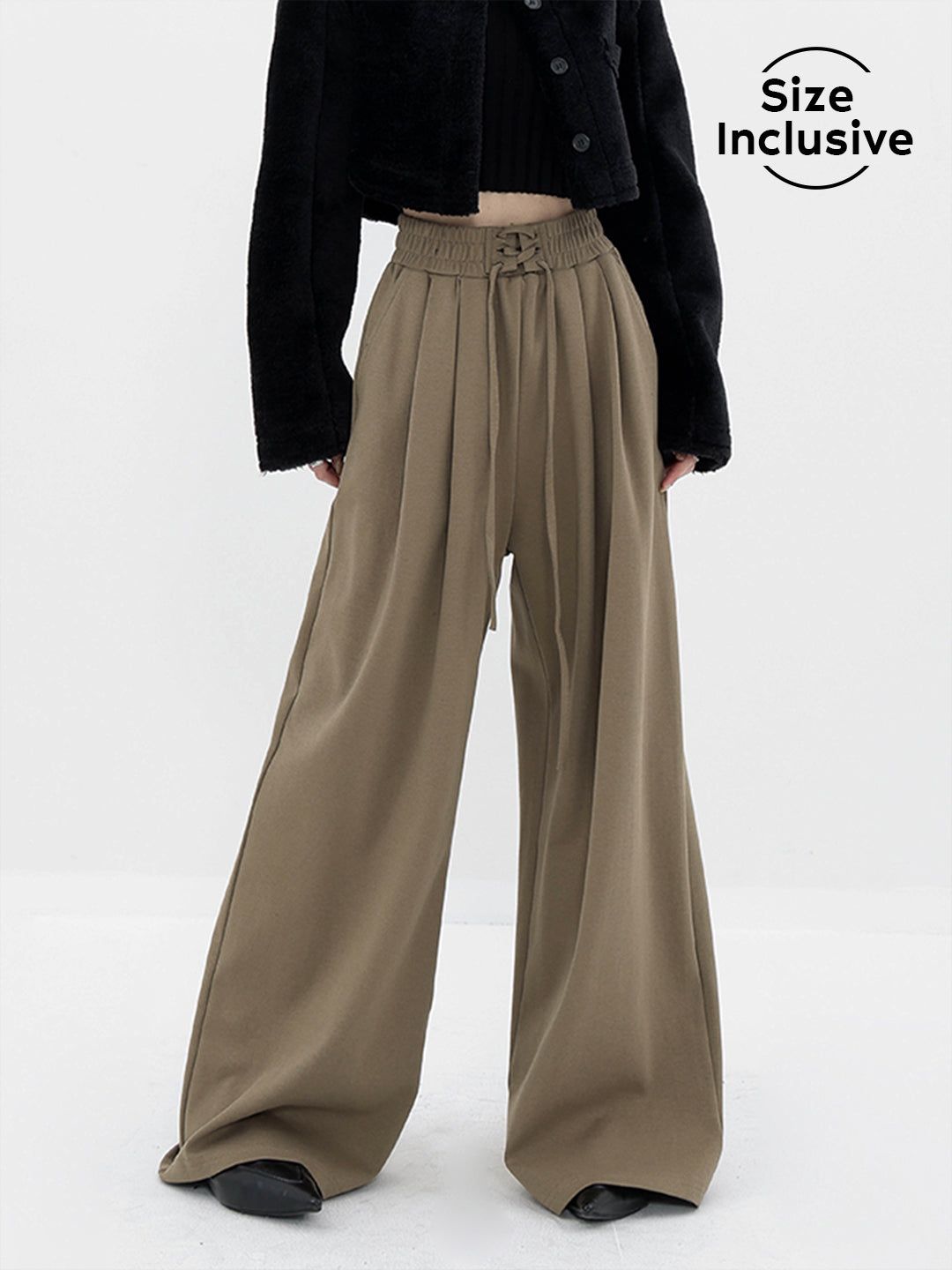 Solid Drawstring Baggy Sweatpants sold by COMMENSE