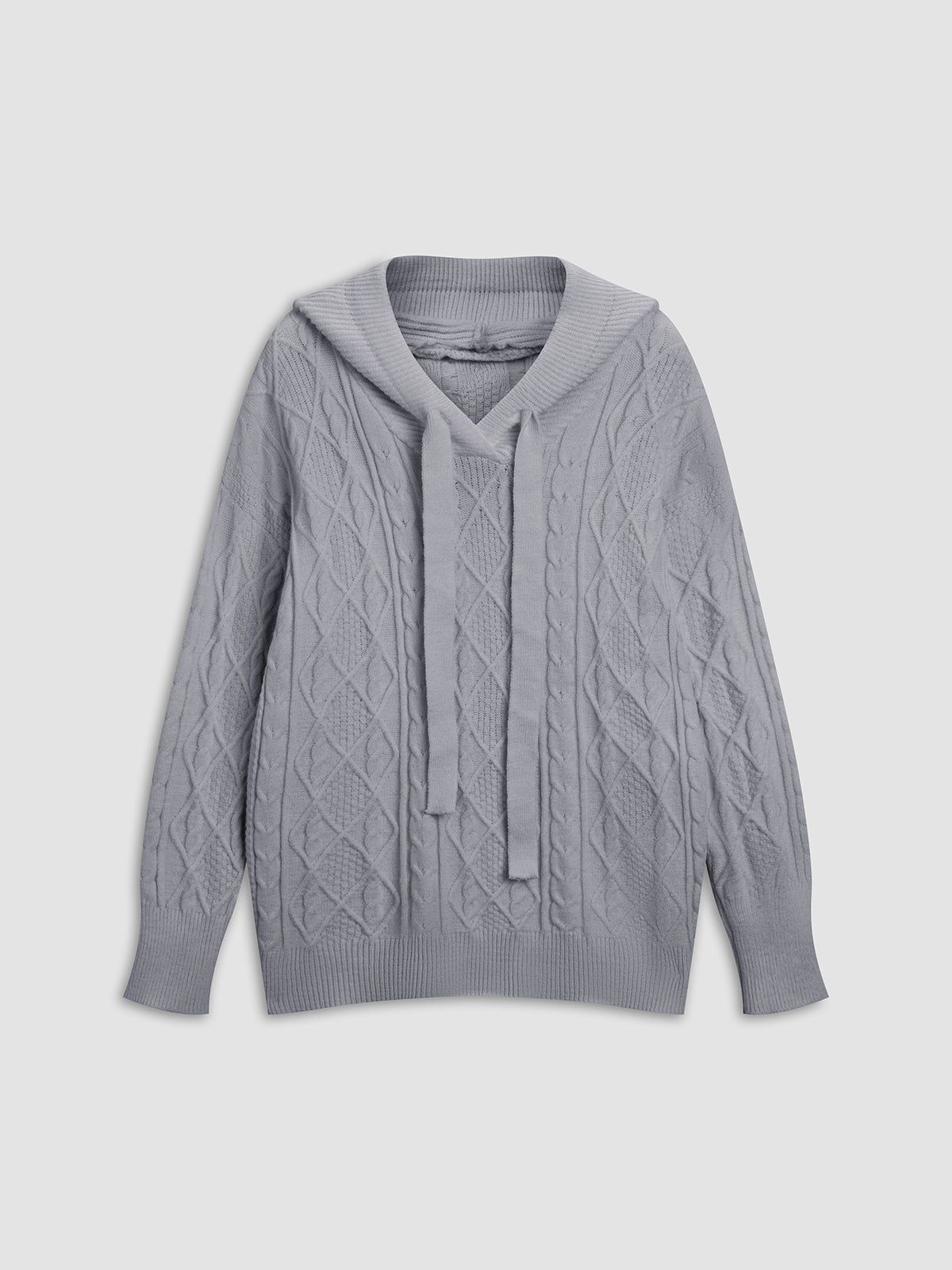 Cable Knit Hoodie Sweater sold by COMMENSE