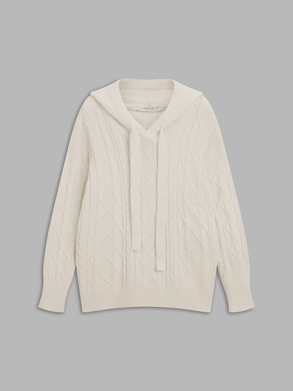 Cable Knit Hoodie Sweater sold by COMMENSE product image thumbnail 5