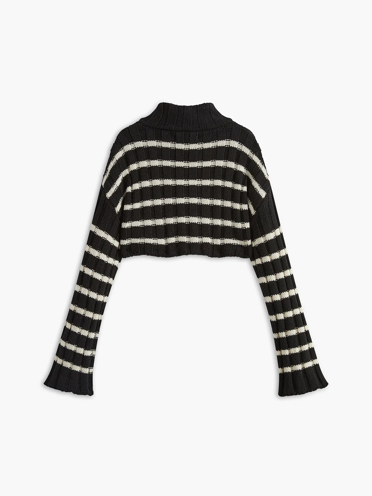 Striped Zipper Crop Cardigan sold by COMMENSE product image thumbnail 4