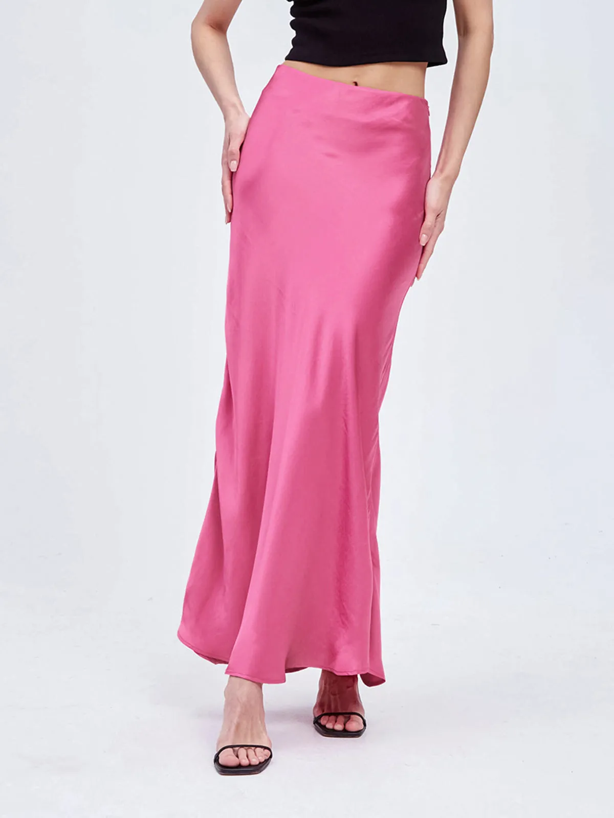 Solid Satin Maxi Skirt sold by COMMENSE product image thumbnail 2