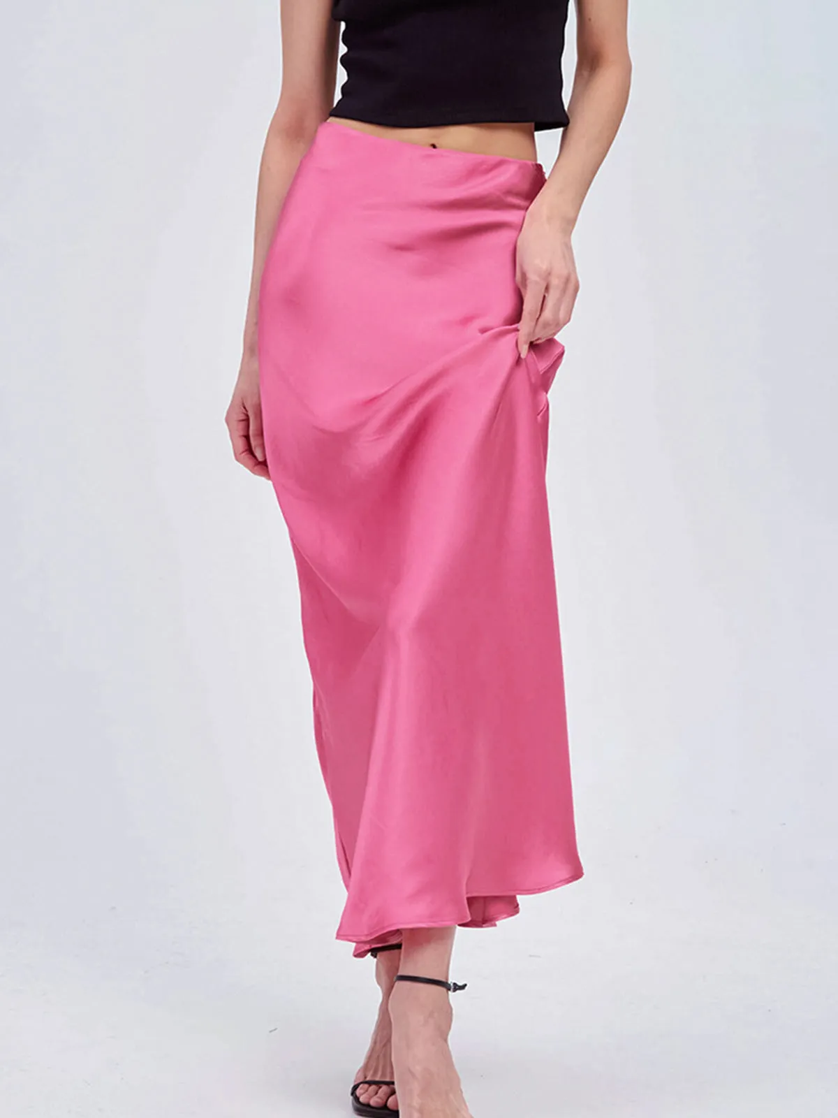 Solid Satin Maxi Skirt sold by COMMENSE product image thumbnail 3