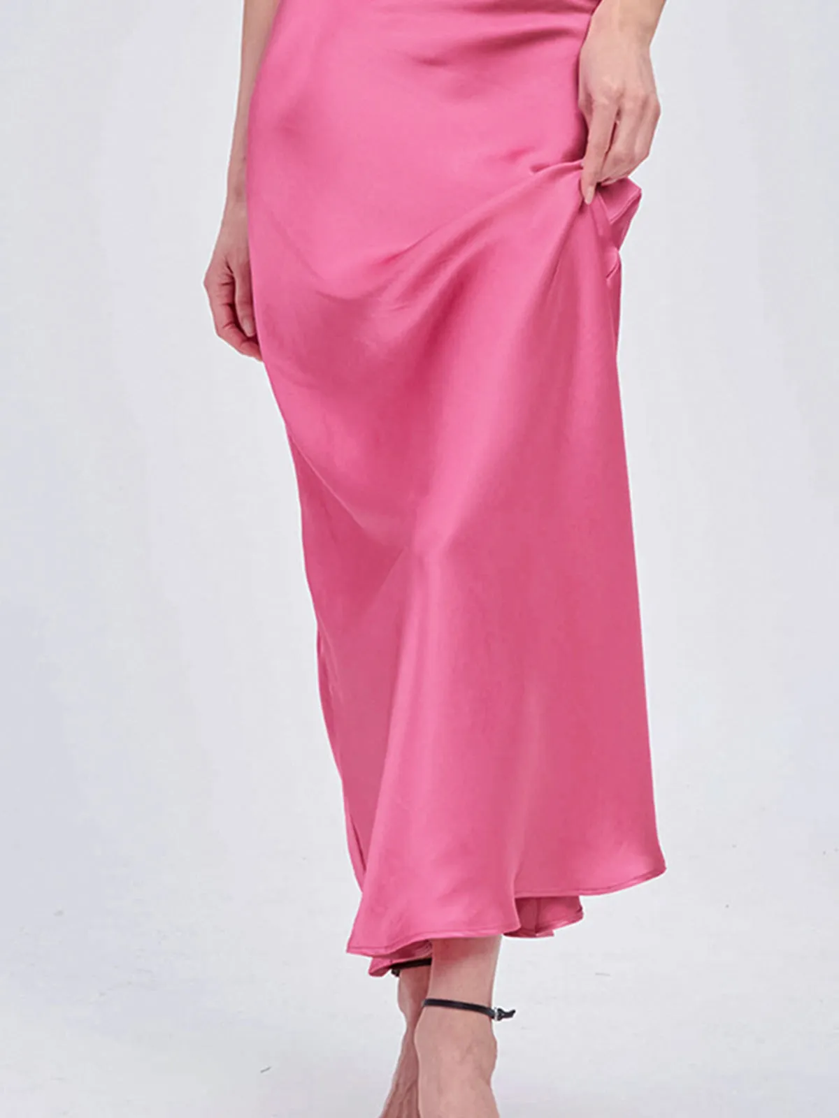 Solid Satin Maxi Skirt sold by COMMENSE product image thumbnail 4
