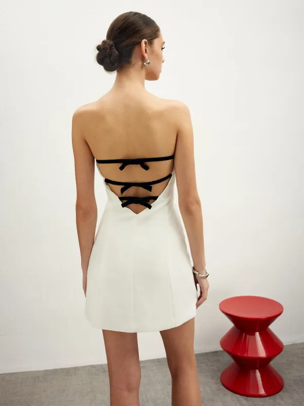 Knotted Open Back Piping Tube Dress sold by COMMENSE