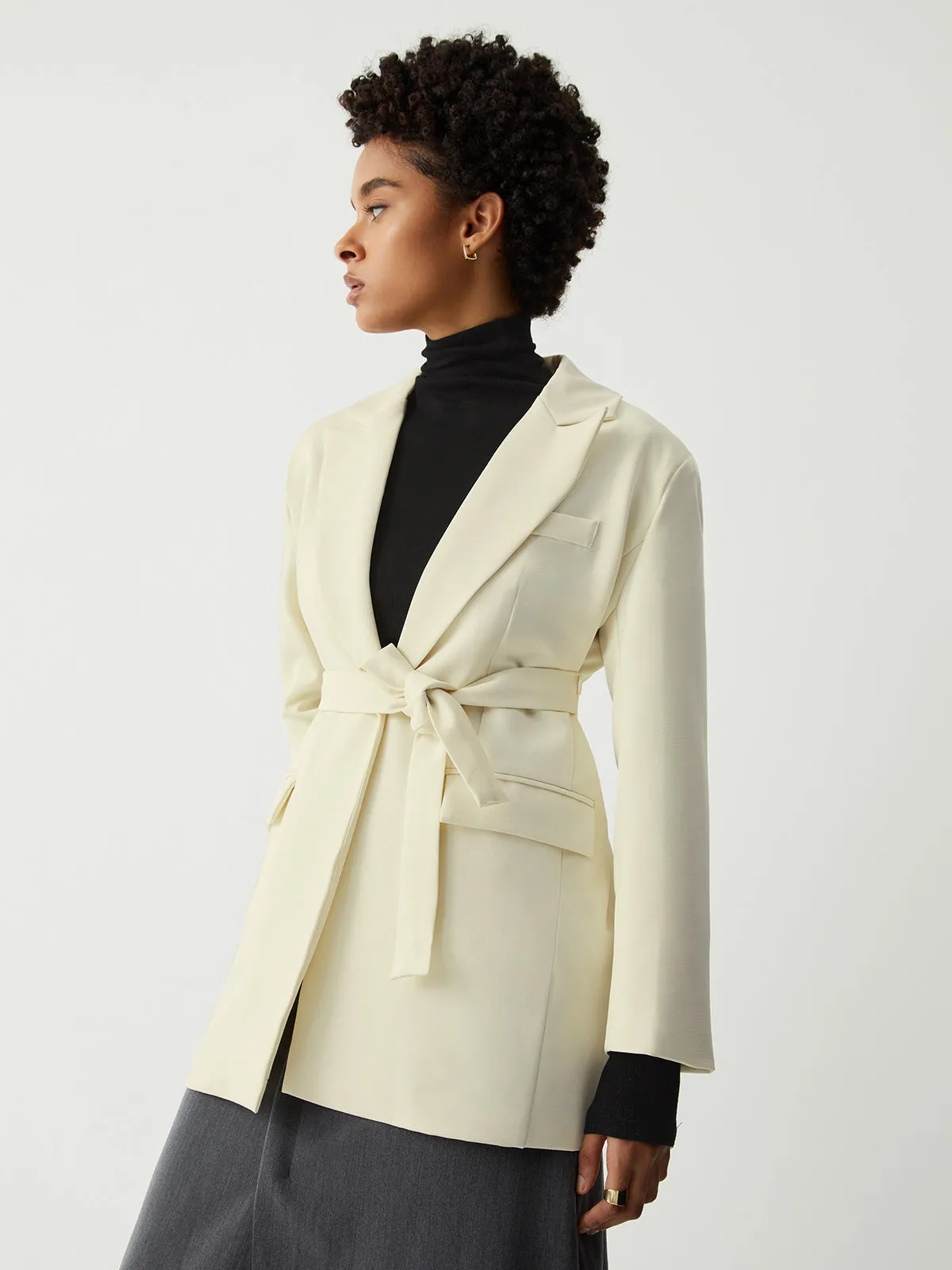 Tie Front Structured Blazer sold by COMMENSE product image thumbnail 2