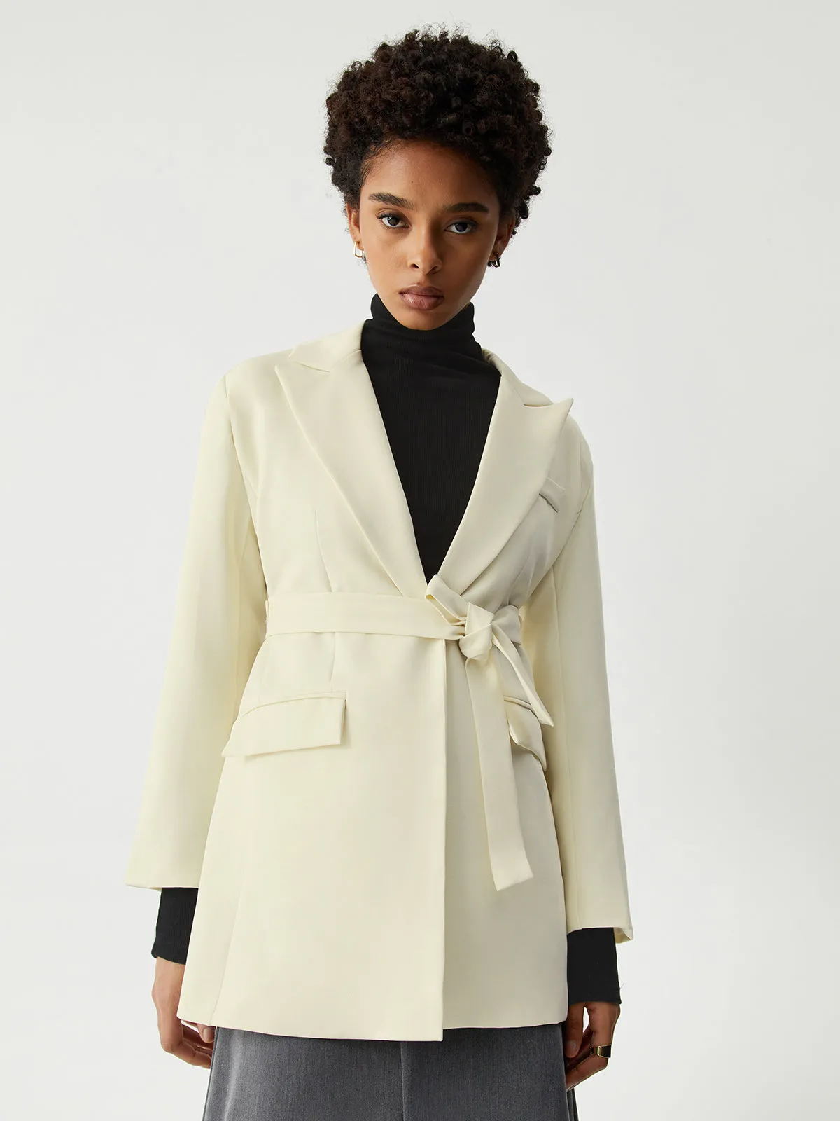 Tie Front Structured Blazer sold by COMMENSE