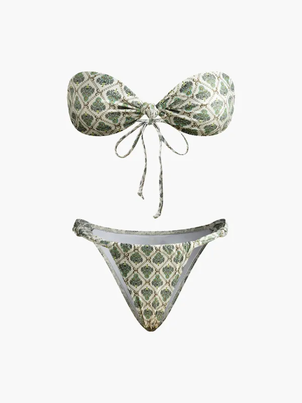 Print Strapless Bikini Set sold by COMMENSE