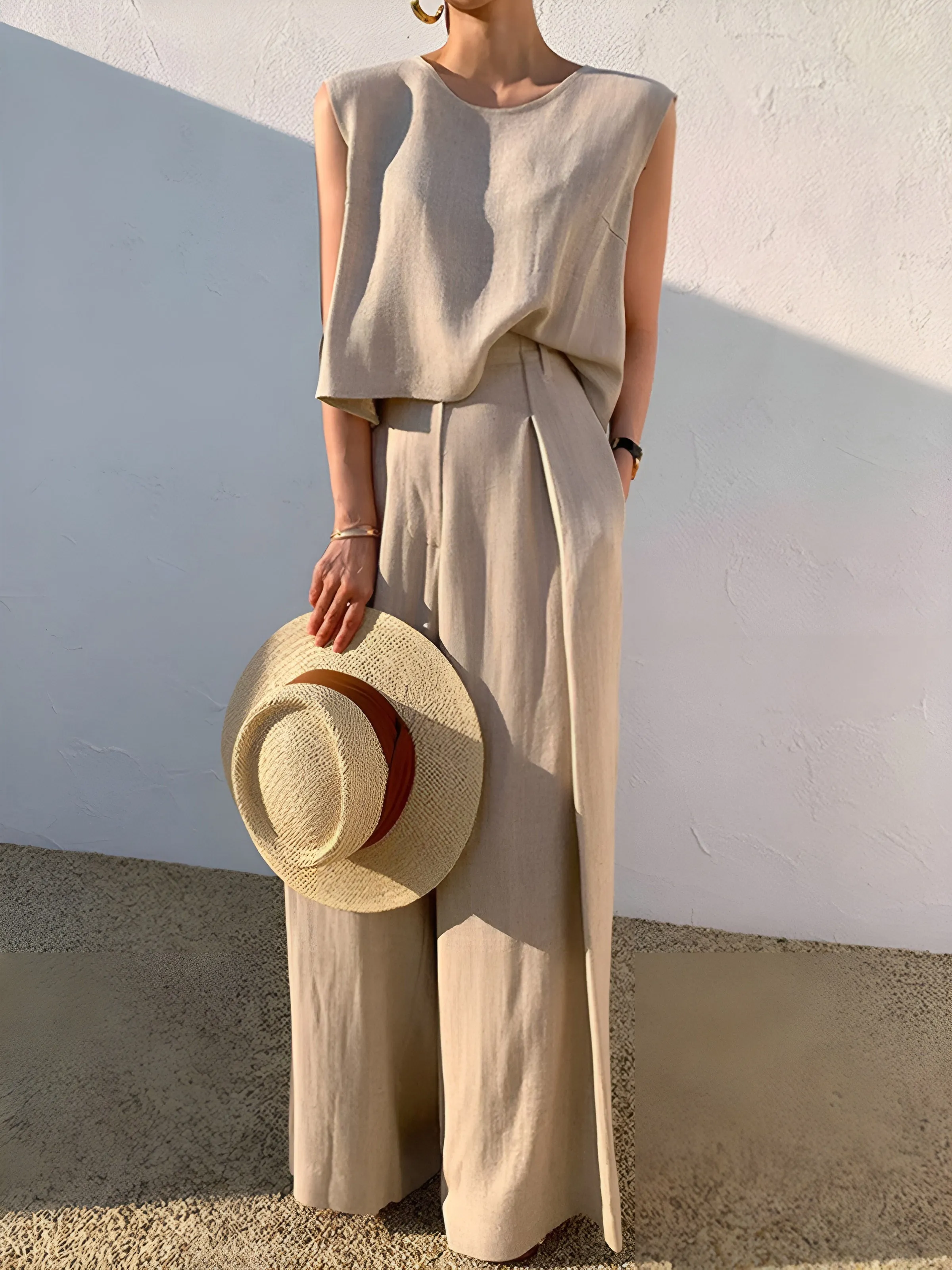 Linen Blends Casual Pants Set sold by COMMENSE