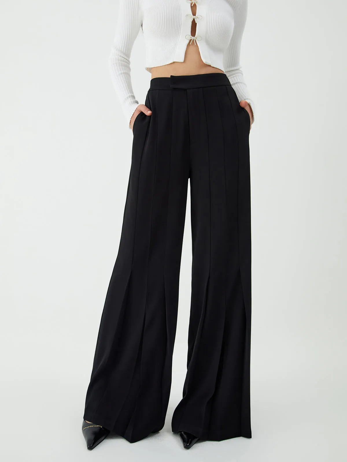 Pleated Wide Leg Pants sold by COMMENSE