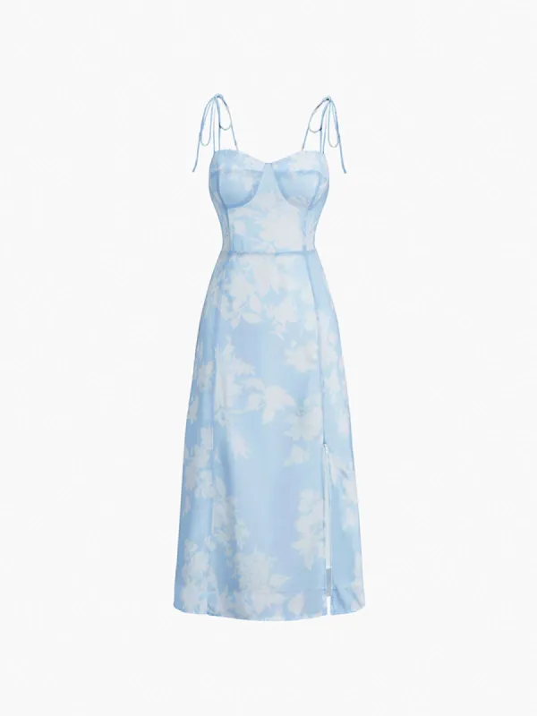 Cup Detail Zippered Floral Midi Sundress sold by COMMENSE