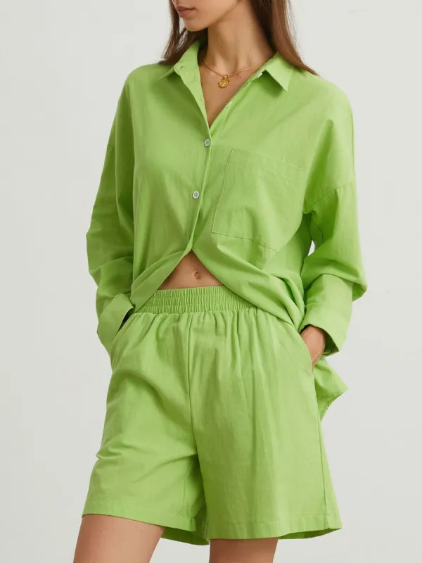 Summer Hint Cotton Two Piece Shorts Set sold by COMMENSE