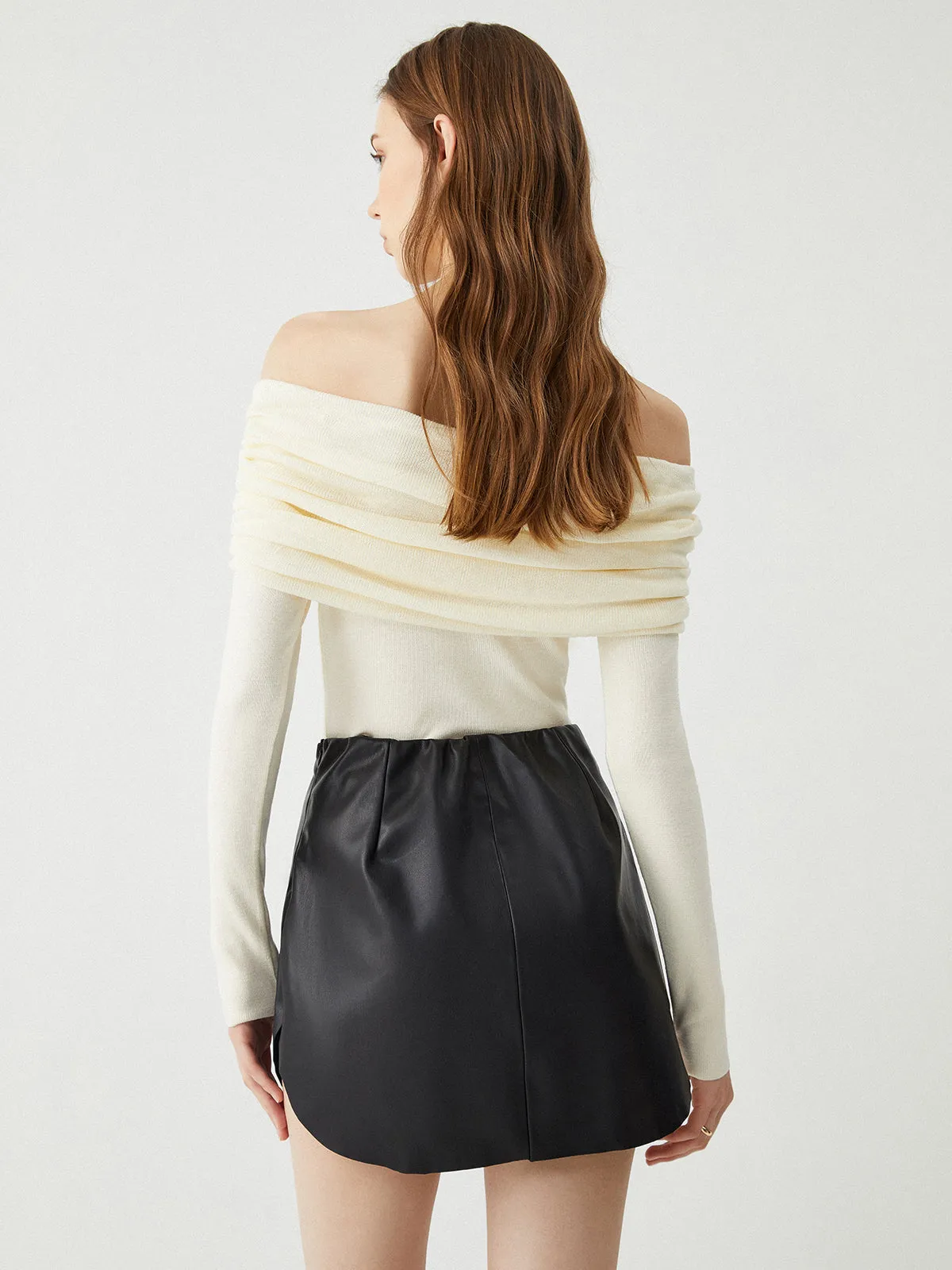 Floral Detail Overfold Off-Shoulder Knit Top sold by COMMENSE product image thumbnail 3