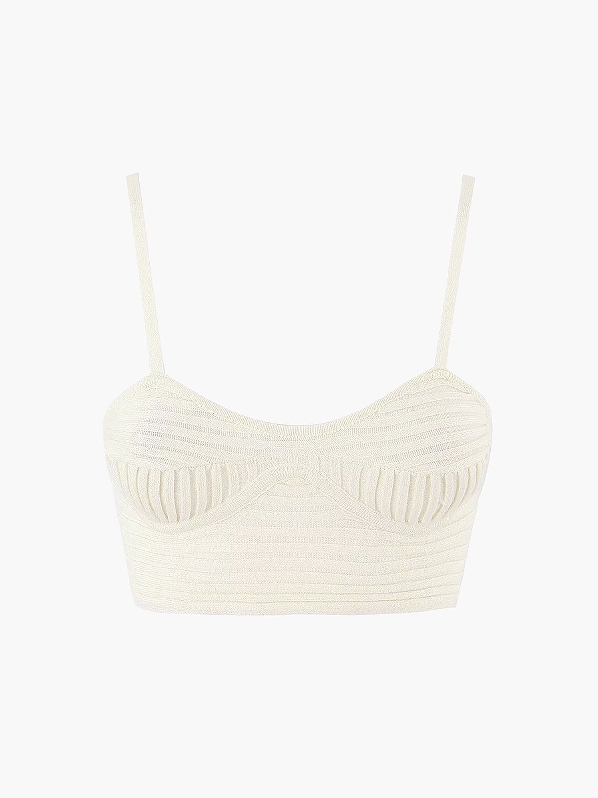 Rib Cup Detail Adjustable Strap Crop Cami Top sold by COMMENSE