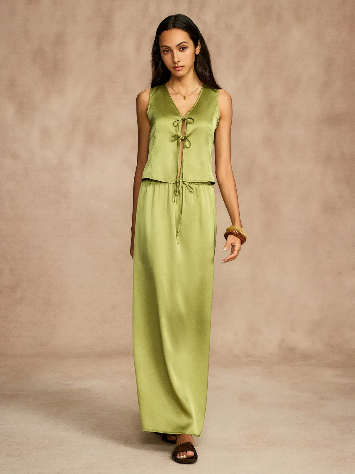 Plain Drawstring Sleeveless Skirt Set sold by COMMENSE product image thumbnail 3