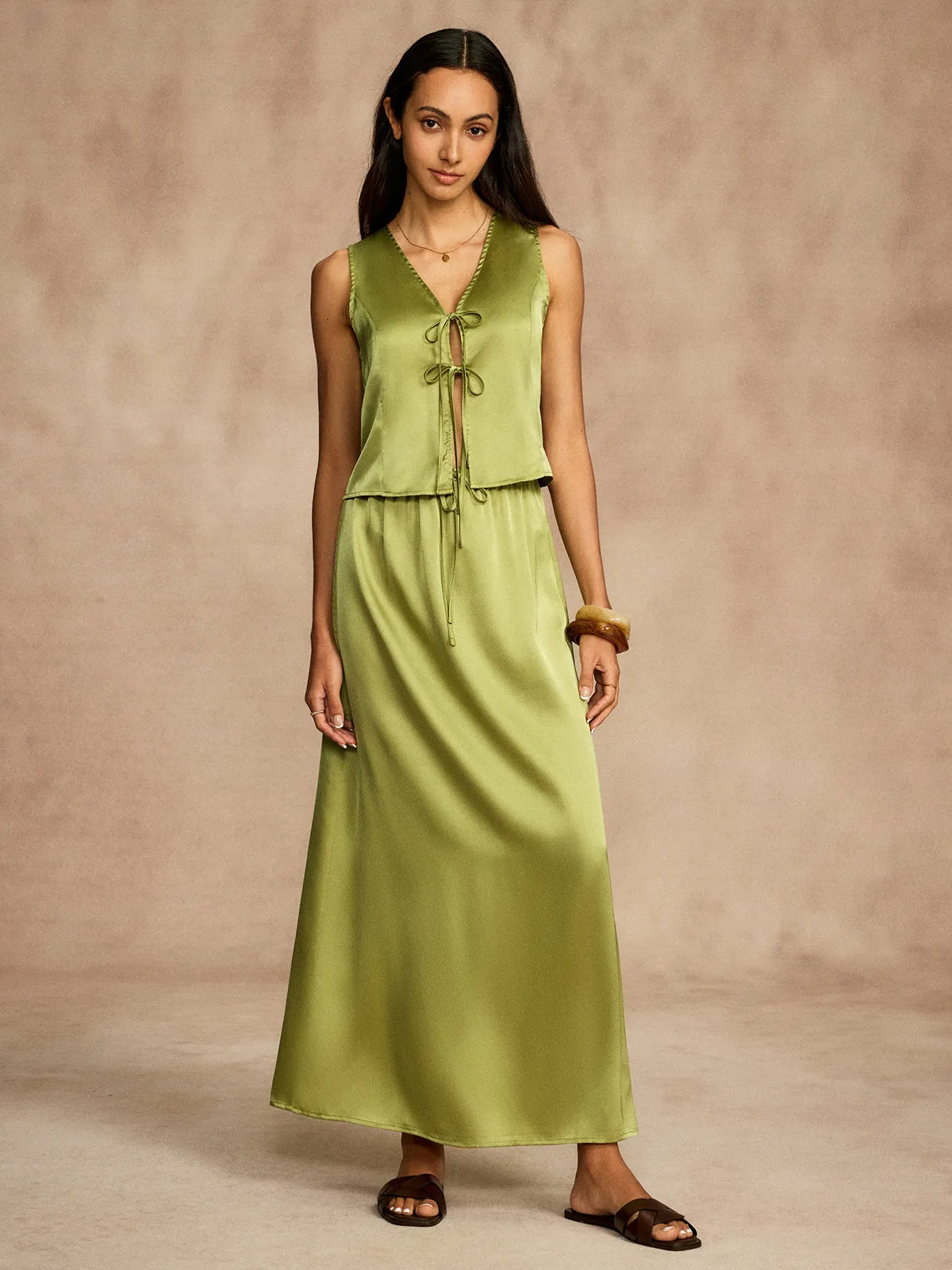 Plain Drawstring Sleeveless Skirt Set sold by COMMENSE product image thumbnail 2