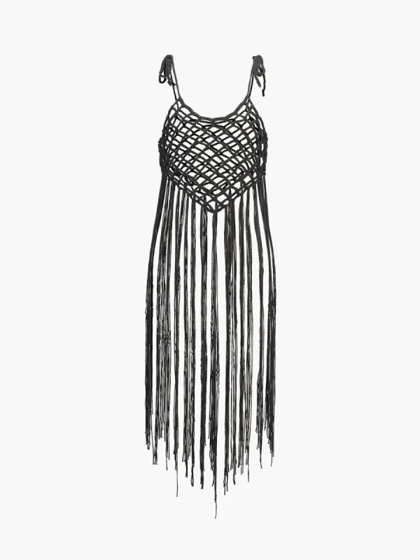 Crochet Tassel Cover Up Sweater Vest made by COMMENSE