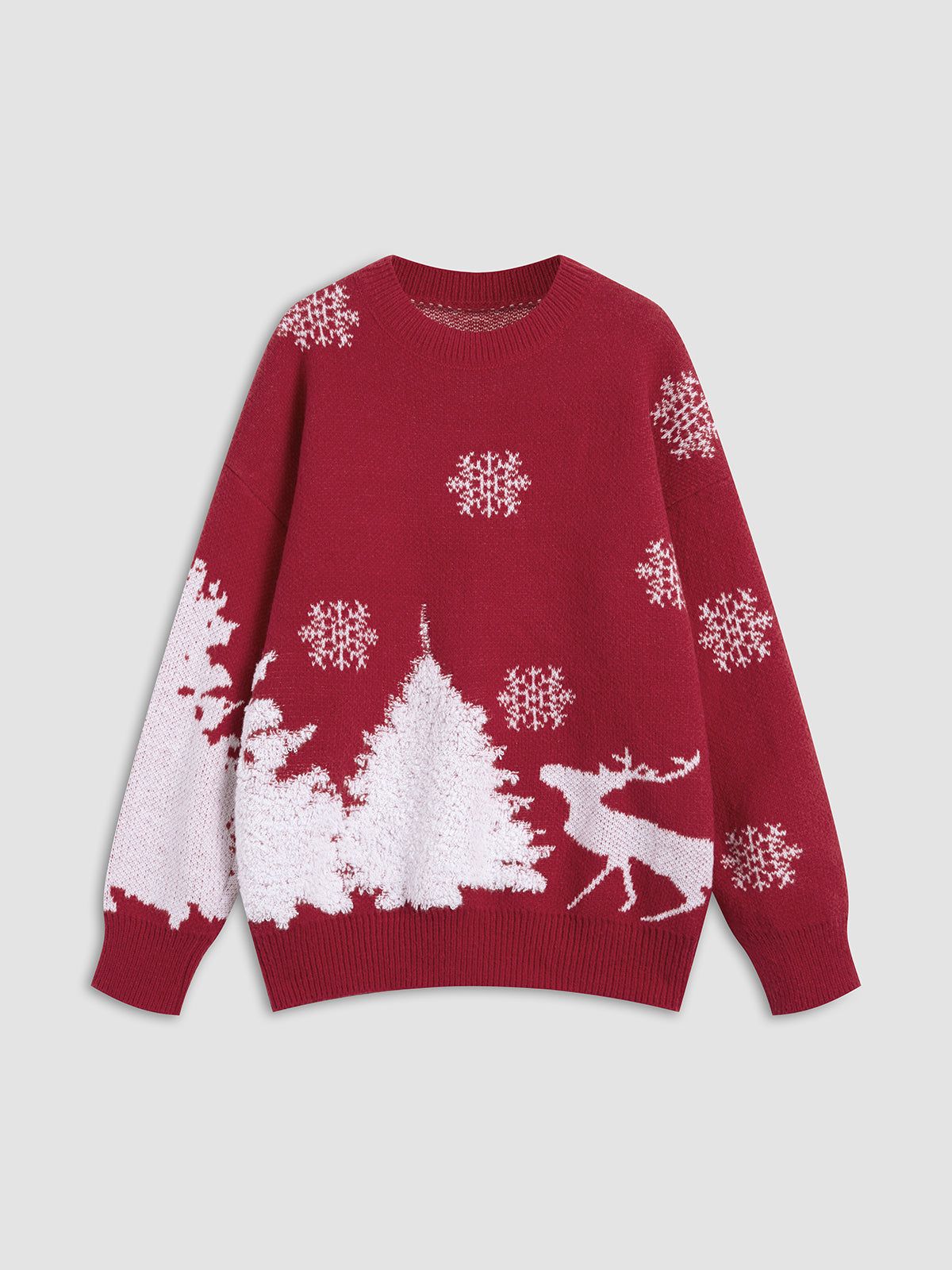 Trees and Deer Pattern Sweater sold by COMMENSE