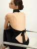 Tie Back Wrap Knit Halter Top sold by COMMENSE