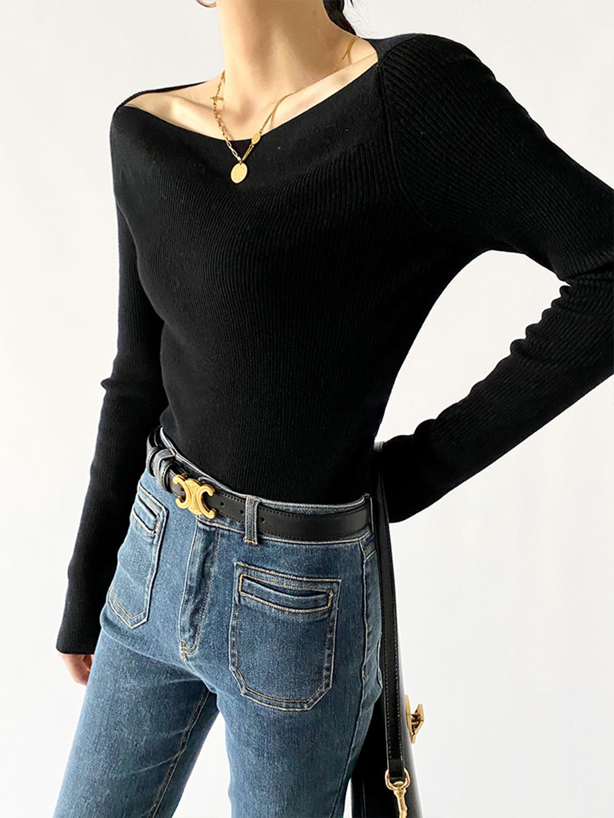 Solid Long Sleeve Ribbed Shirt sold by COMMENSE product image thumbnail 3