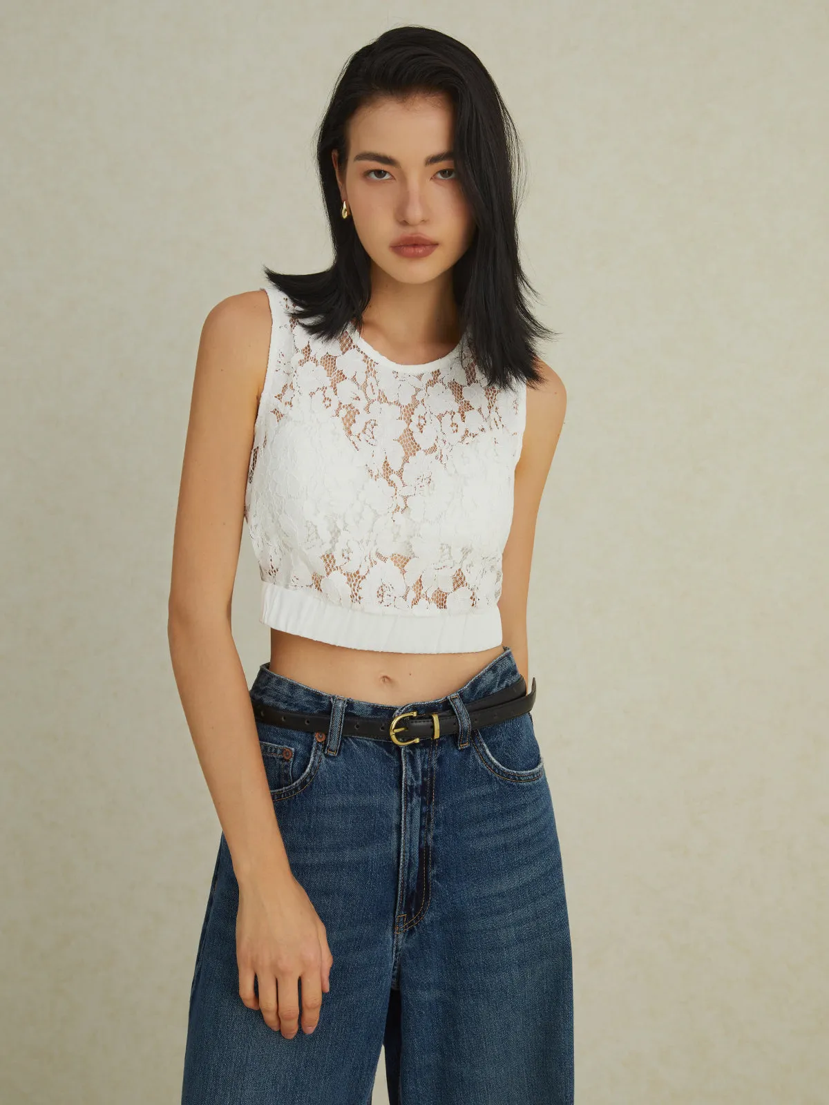 Lace Multi Floral Tank Top sold by COMMENSE product image thumbnail 5