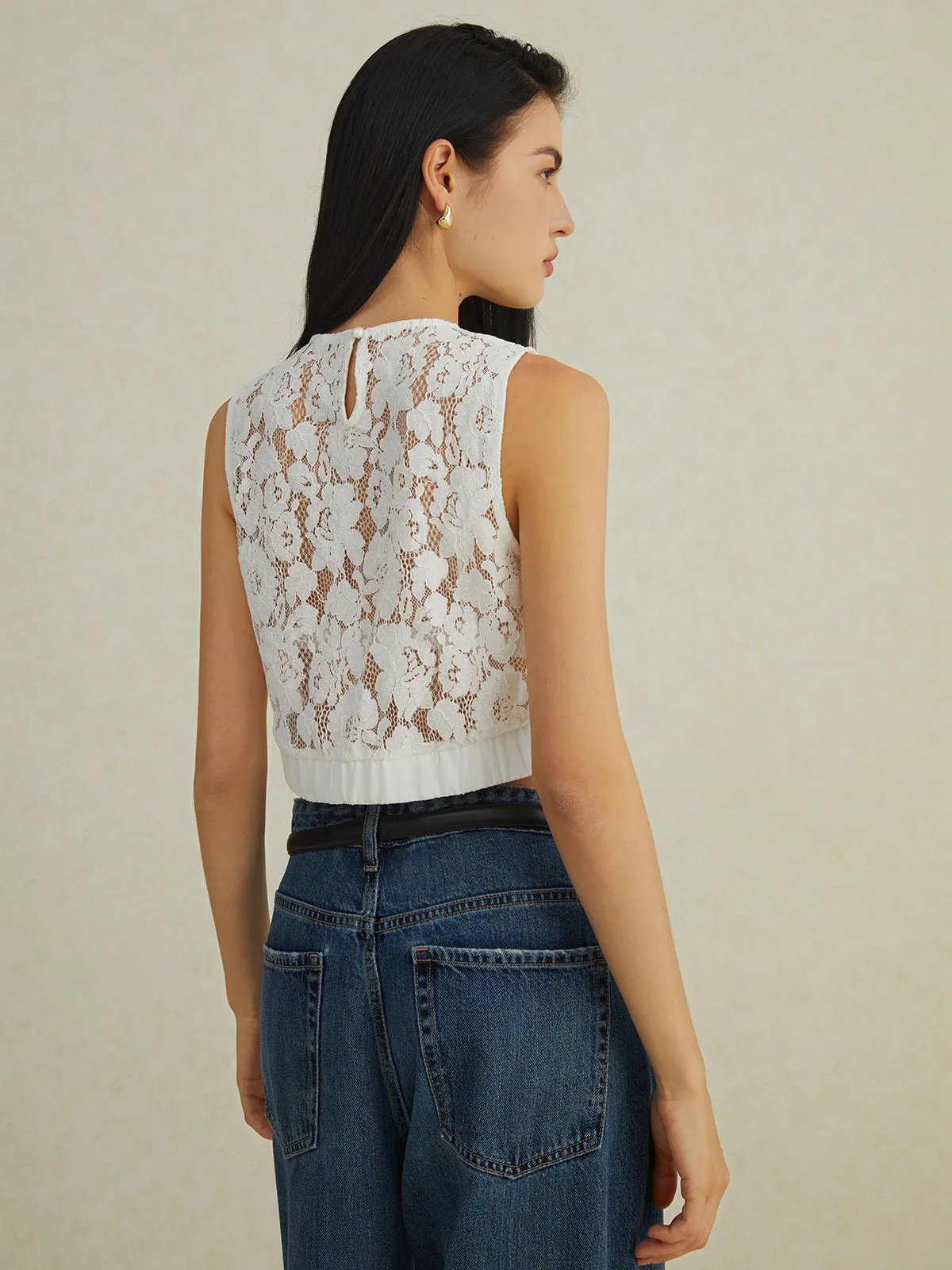 Lace Multi Floral Tank Top sold by COMMENSE product image thumbnail 3