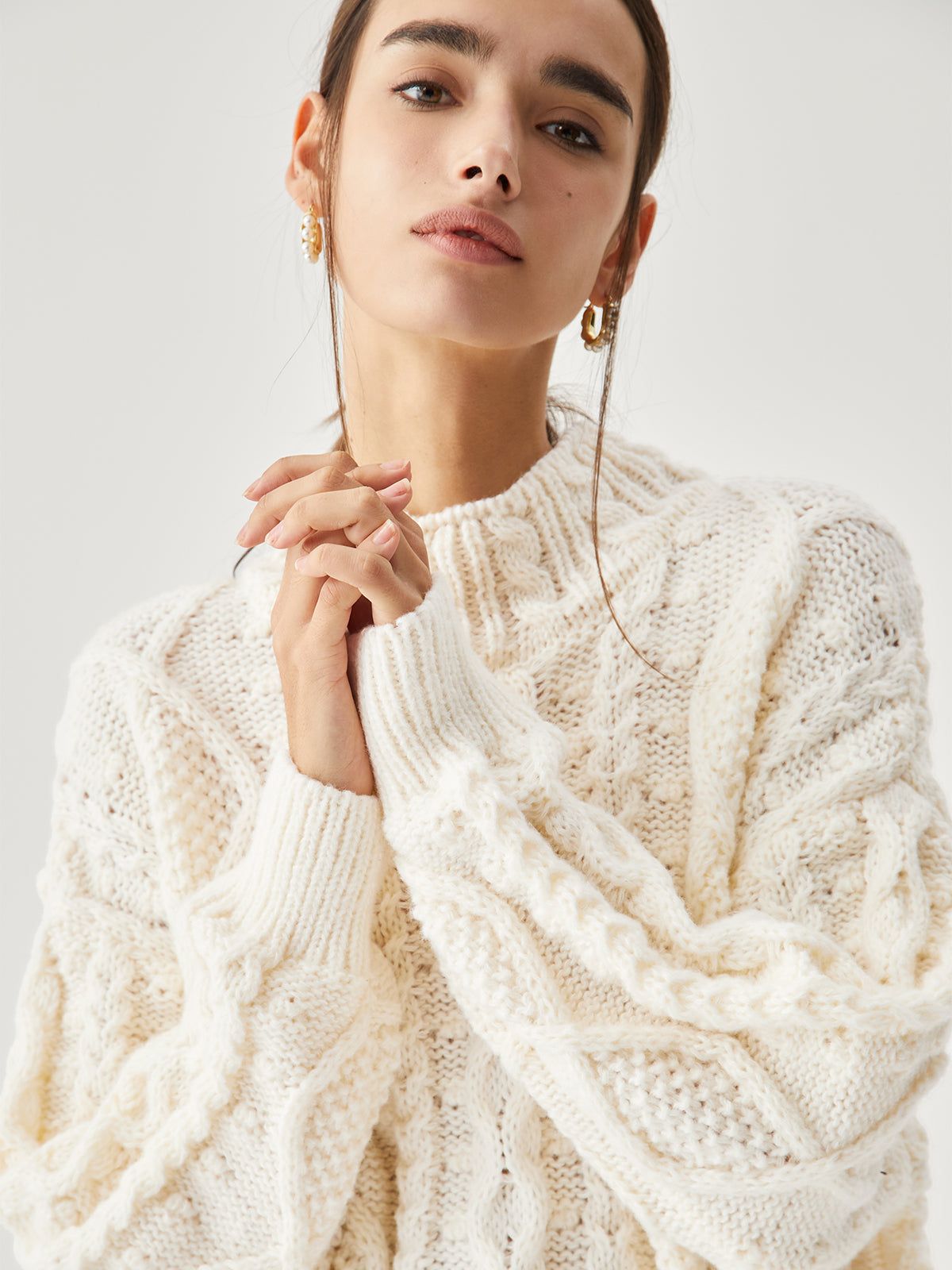 Cable Crocheted Oversized Sweater sold by COMMENSE product image thumbnail 4