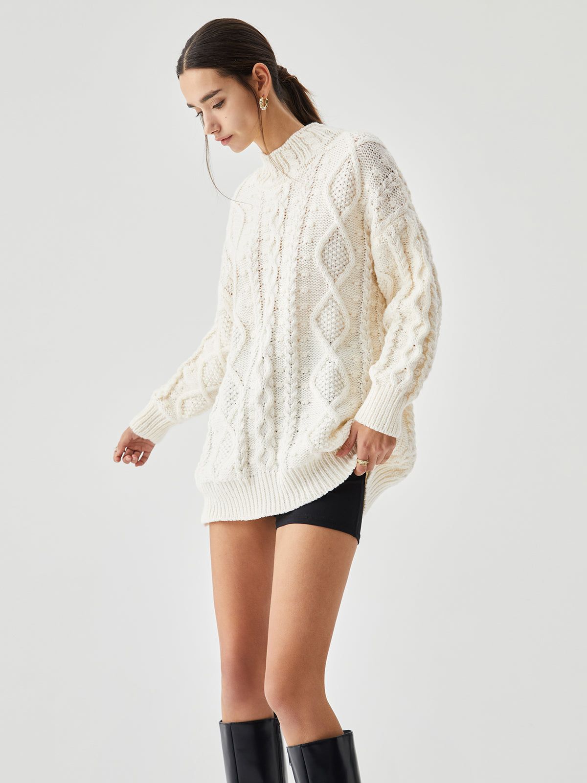 Cable Crocheted Oversized Sweater sold by COMMENSE product image thumbnail 2