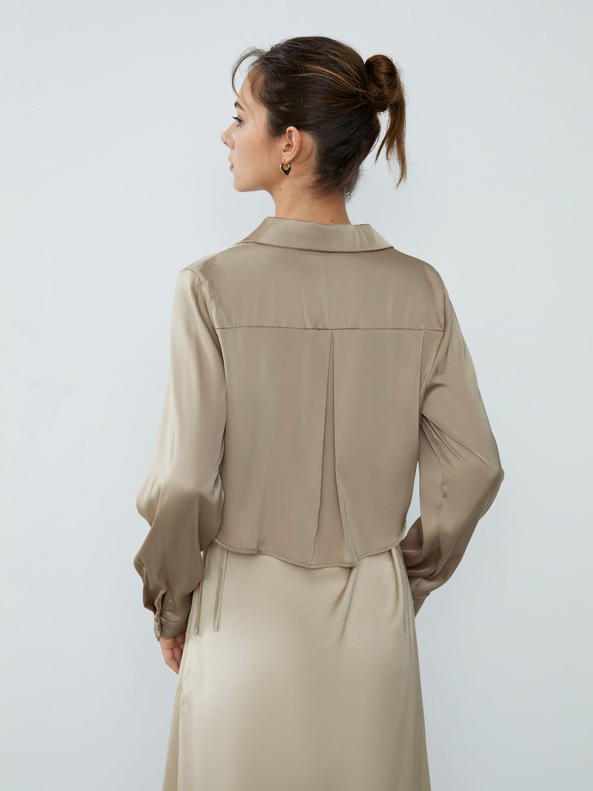 Satin Crop Shirt sold by COMMENSE product image thumbnail 3