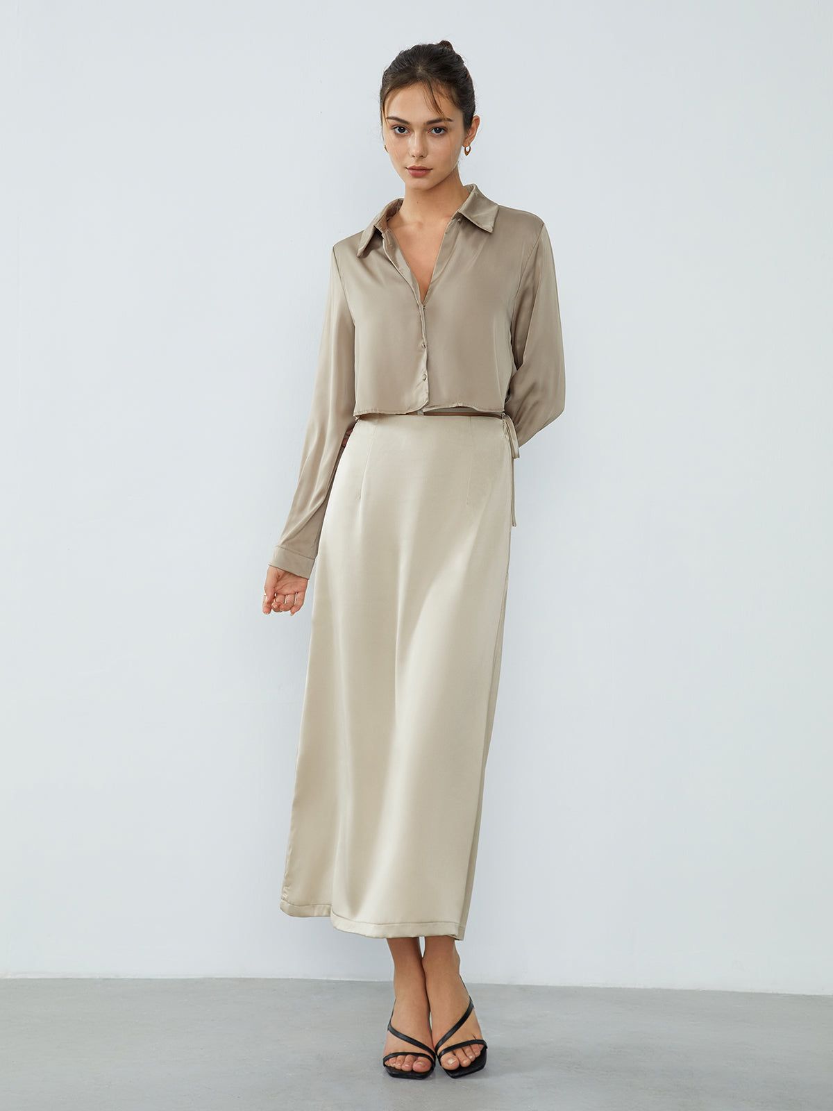 Satin Crop Shirt sold by COMMENSE product image thumbnail 2