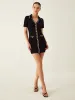 Contrast Binding Button Knit Short Dress sold by COMMENSE