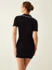Contrast Binding Button Knit Short Dress sold by COMMENSE