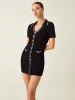 Contrast Binding Button Knit Short Dress sold by COMMENSE