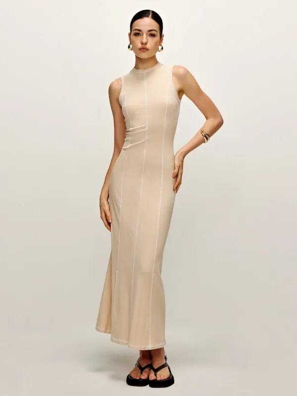 Contrast Piping Knit Tank Dress sold by COMMENSE