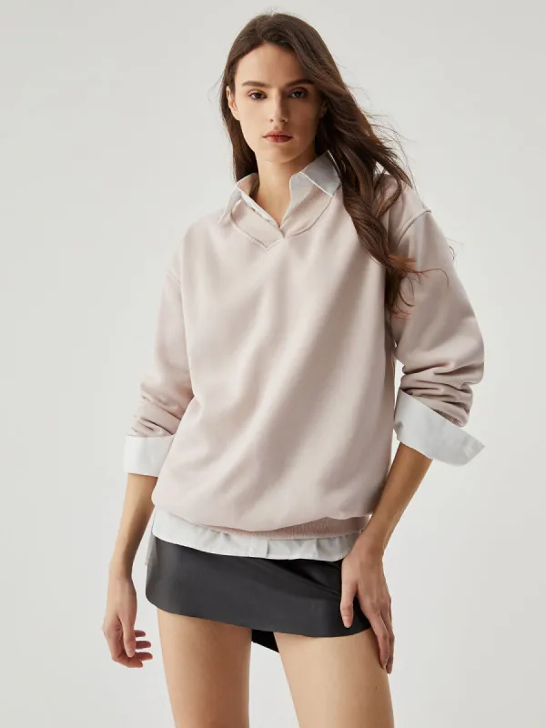 Solid Knit V-neck Sweater sold by COMMENSE