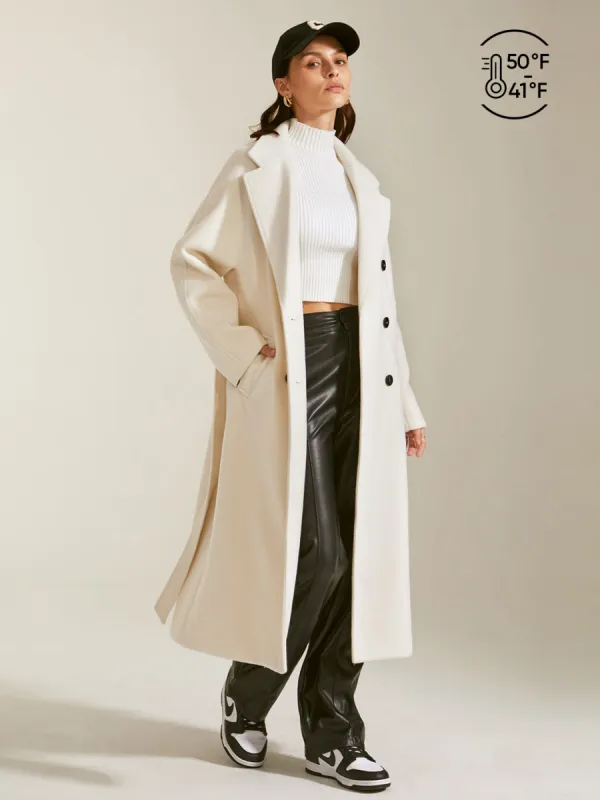 Double Breasted Notch Lapel Overcoat sold by COMMENSE