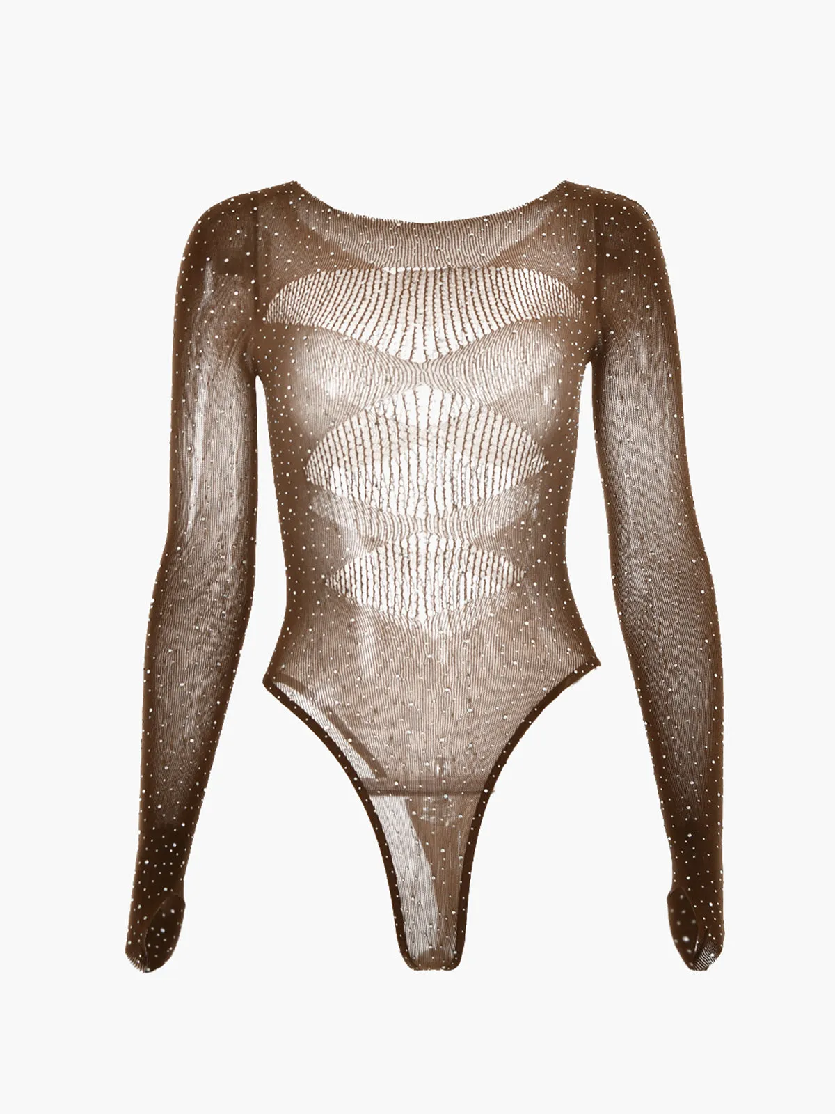 Shinny Rhinestones Sheer Cutout Bodysuit sold by COMMENSE product image thumbnail 2