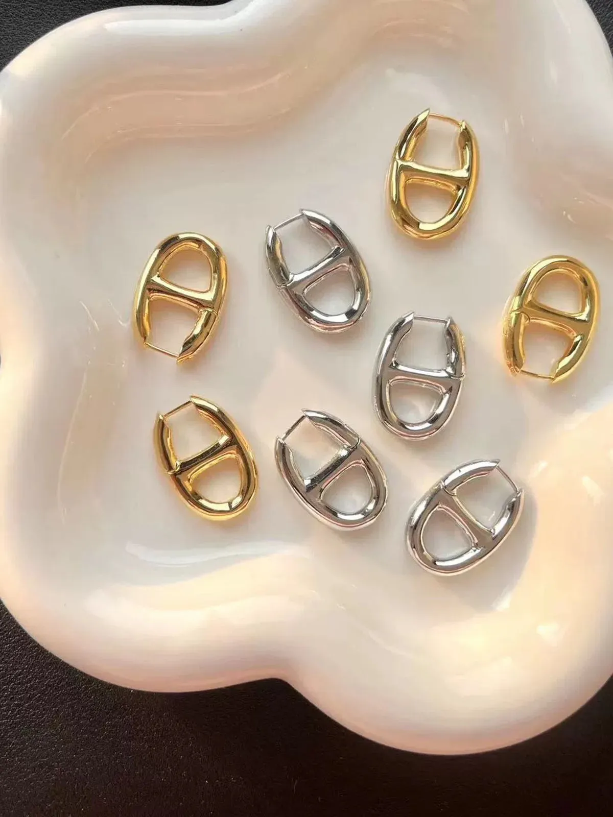 Golden Pig Nose Earrings sold by COMMENSE product image thumbnail 4