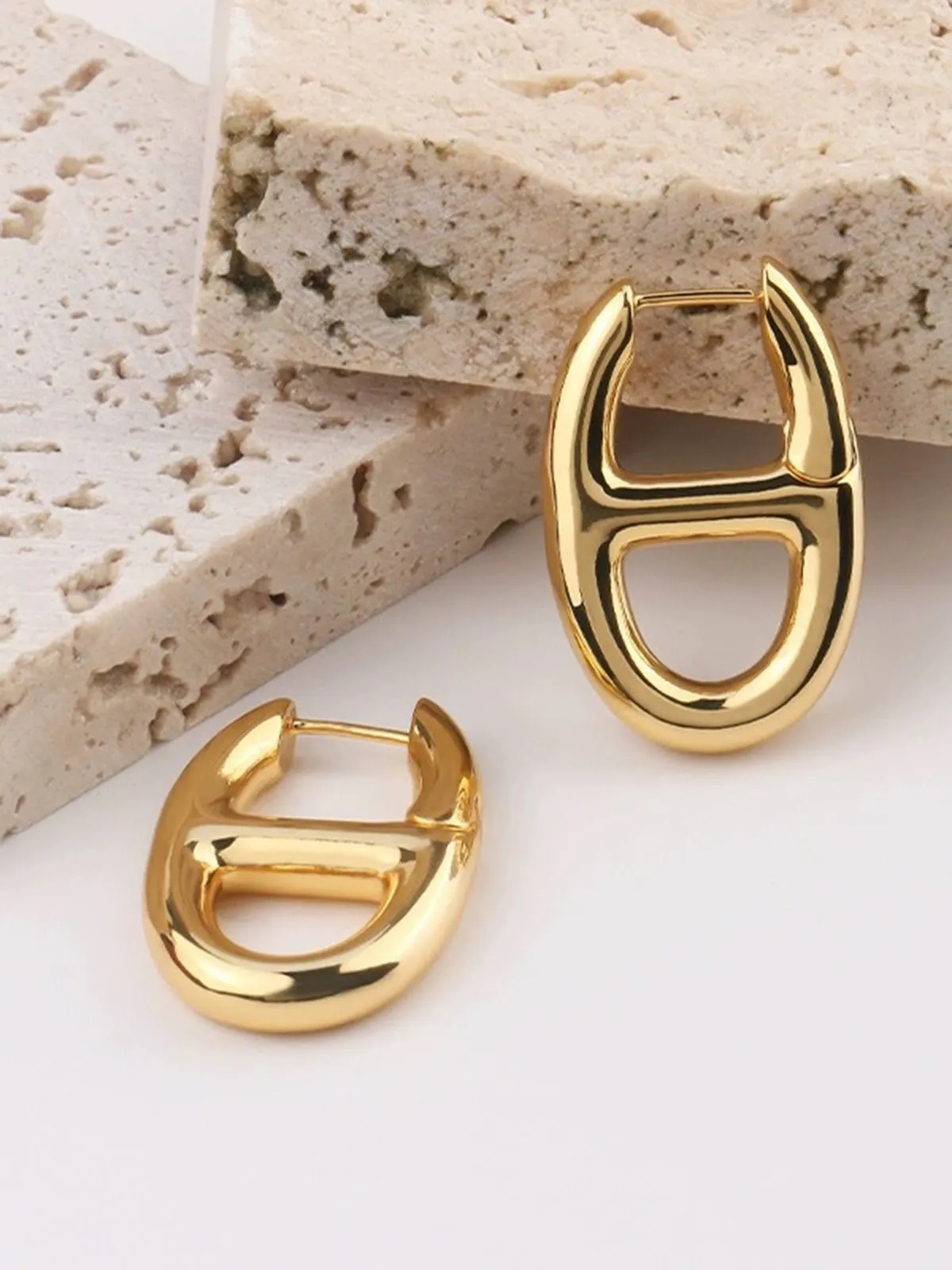 Golden Pig Nose Earrings sold by COMMENSE product image thumbnail 3