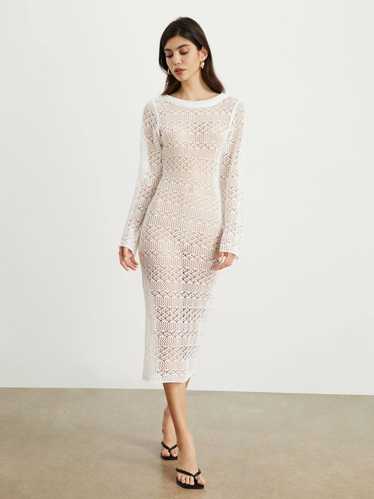 Crochet Cover Up Midi Dress sold by COMMENSE